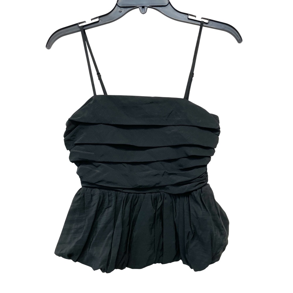 A New Day Women's Black Tiered Ruffle Bubble Hem Camisole Top Size XS
